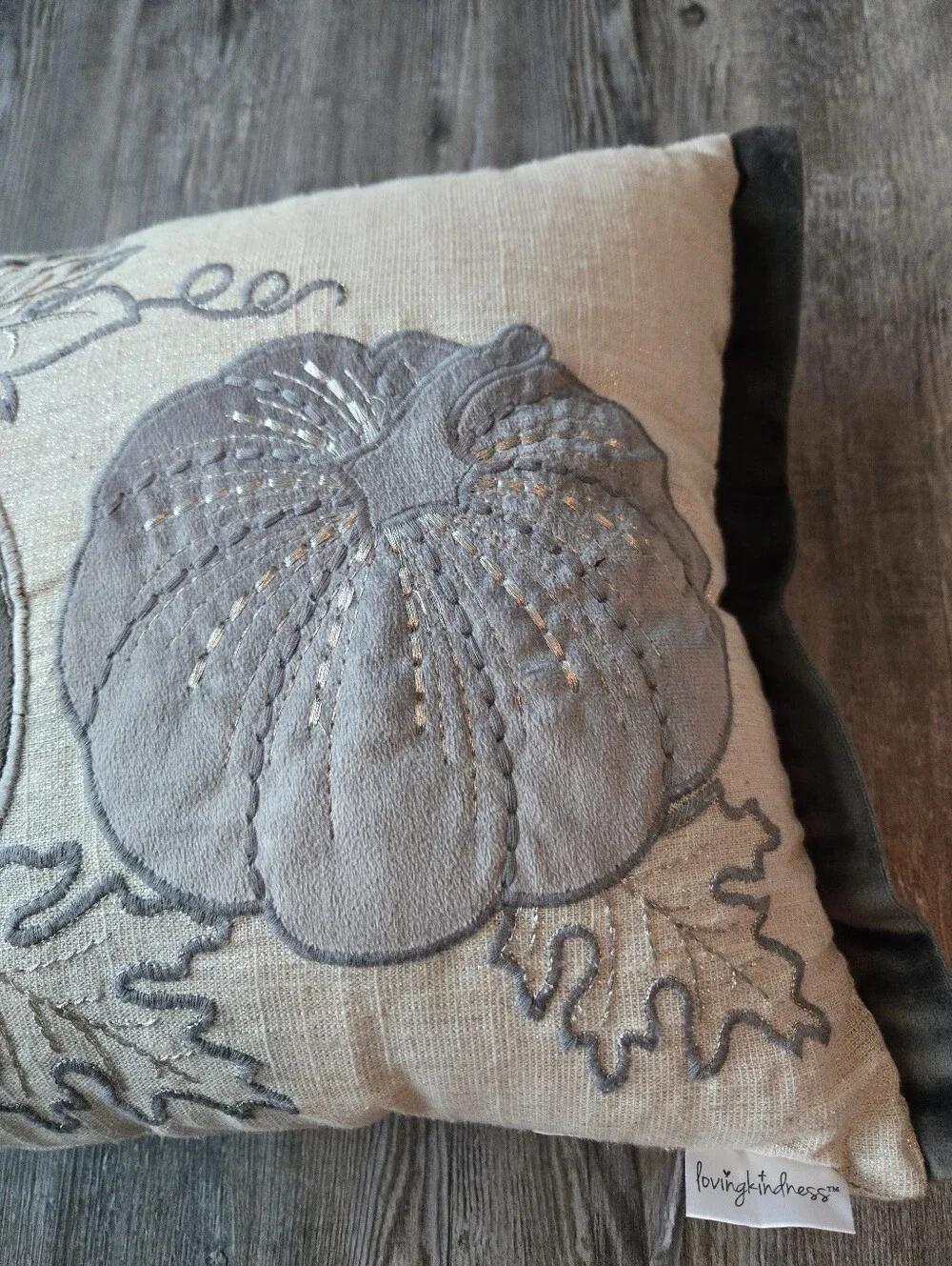 Fall Pumpkin Loving Kindness Decorative Pillow - Sparkle Neutral